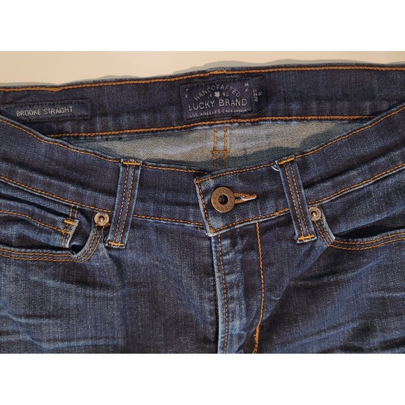 Lucky Brand Retro Women's Blue Hand crafted Brooke Straight Denim Jeans Sz‎ 4/27 - Picture 8 of 10